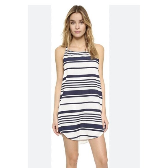 BB Dakota Dresses & Skirts - BB Dakota Women's Sz S Navy & White Striped Riley Crepe Dress Spaghetti Straps